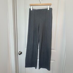 Ann Taylor Stretch Ponte Knit Front Seam Wide Leg High Rise Grey Pants, Size 2